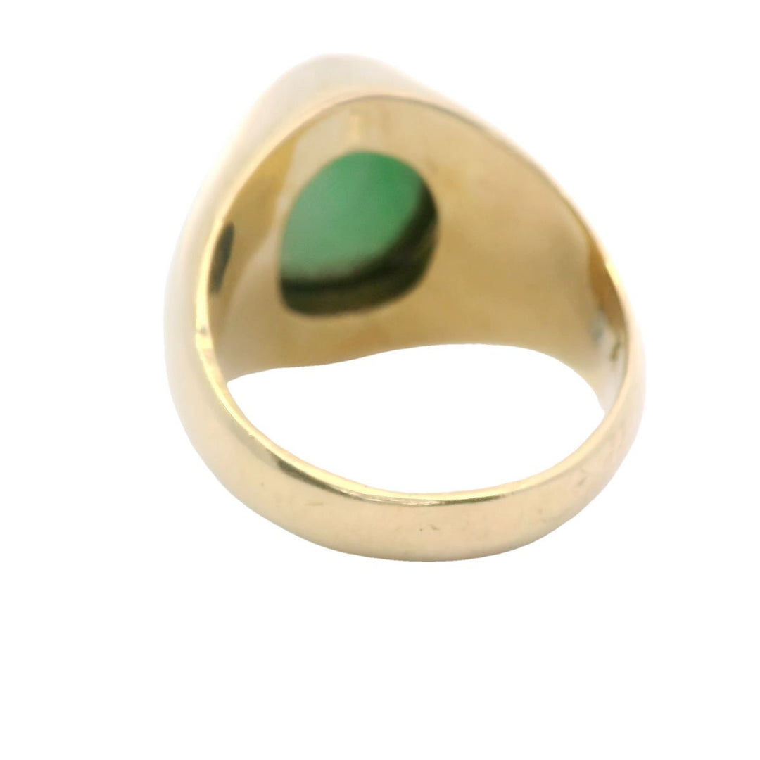 Oval Cabochon Jade and 14K Yellow Gold Vintage Ring