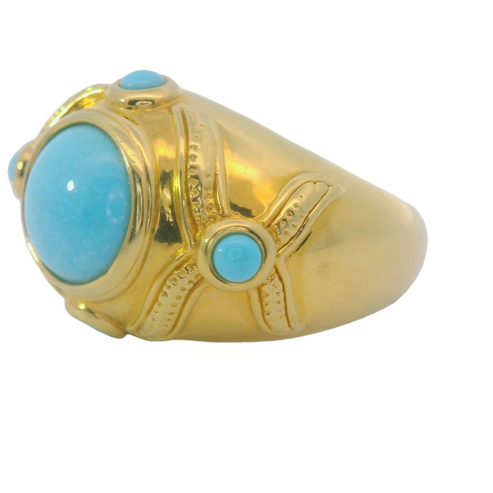 Turquoise and 14K Yellow Gold Dome Ring