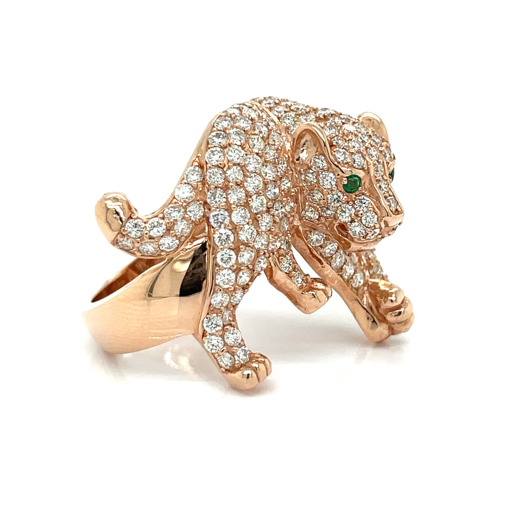 Effy 14k Rose Gold, Diamond and Emerald Panther Ring