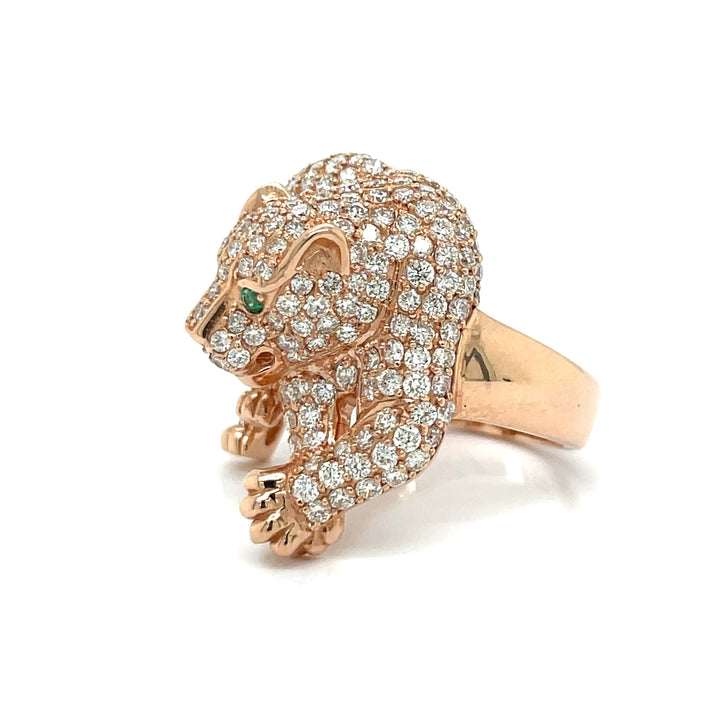 Effy 14k Rose Gold, Diamond and Emerald Panther Ring