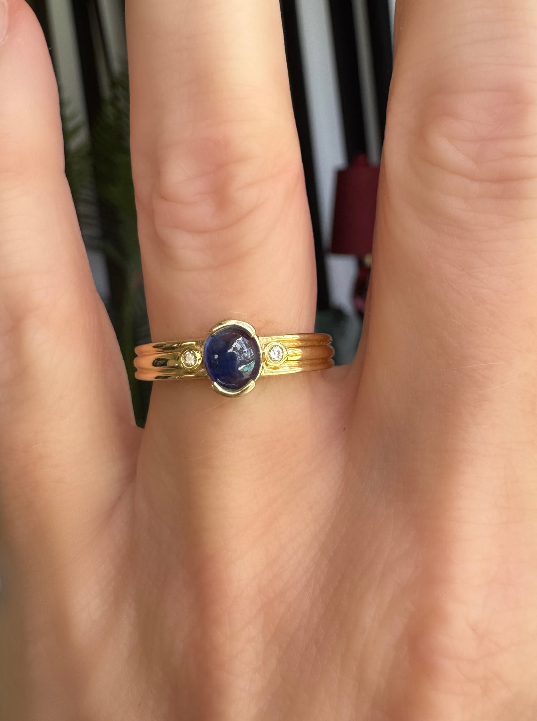 Oval Sapphire and Diamond 14K Yellow Gold Ring