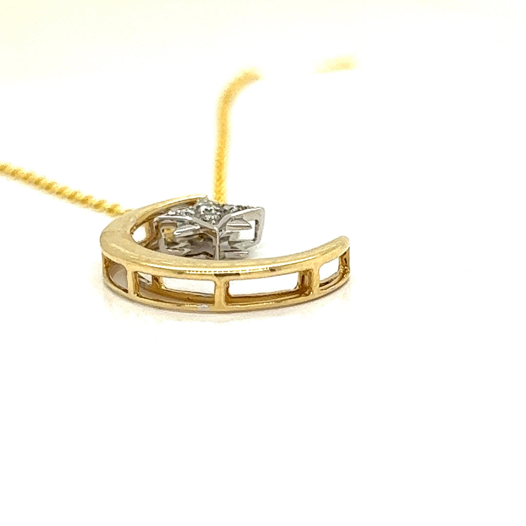 Moon and Star Yellow Gold Necklace