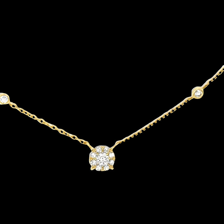 Diamond and 14K Yellow Gold Station Necklace