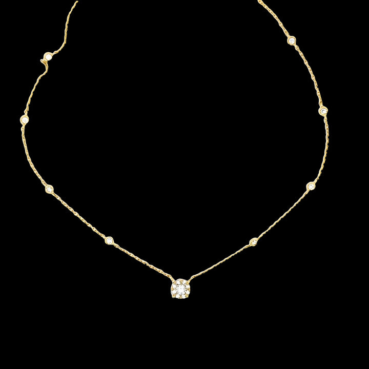 Diamond and 14K Yellow Gold Station Necklace