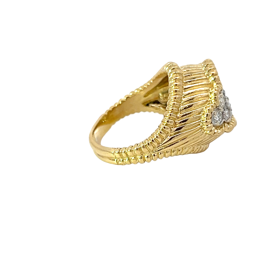 18K Yellow Gold and Diamond Statement Ring