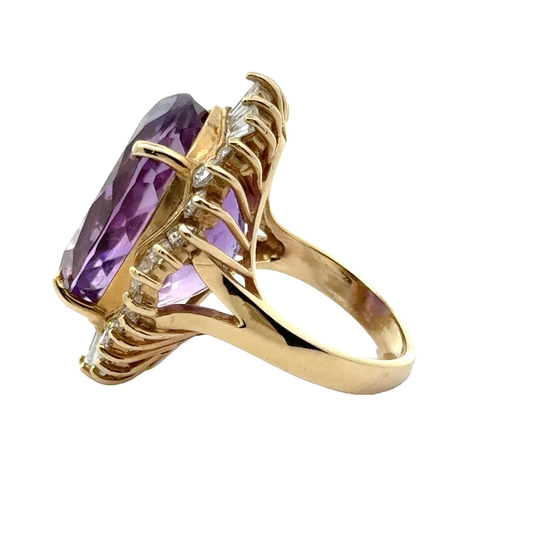 Amethyst, Diamond and 14K Gold Vintage Ballerina Ring