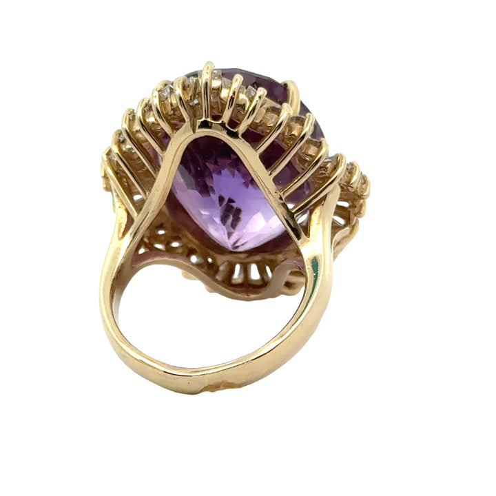 Amethyst, Diamond and 14K Gold Vintage Ballerina Ring