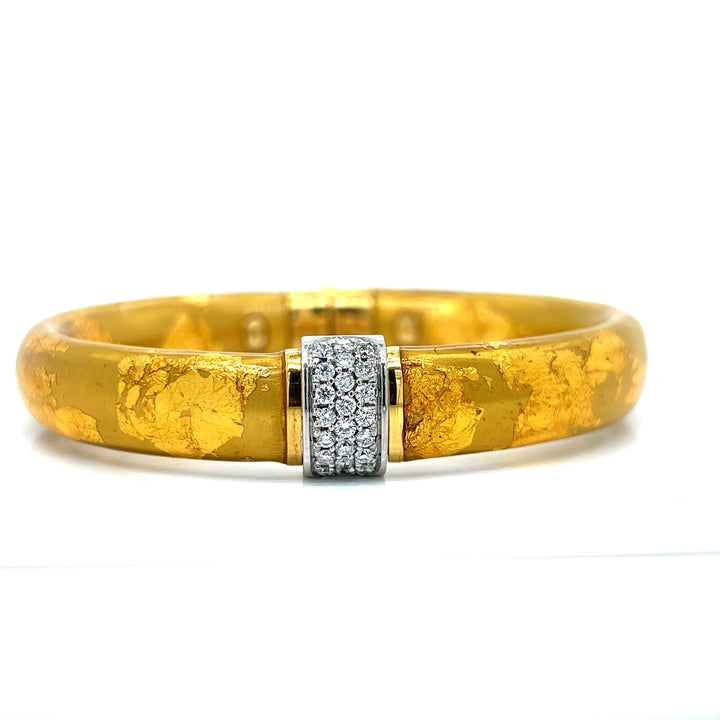 Estate Soho Of Italy .66 ctw Diamond and Gold Enamel Bangle