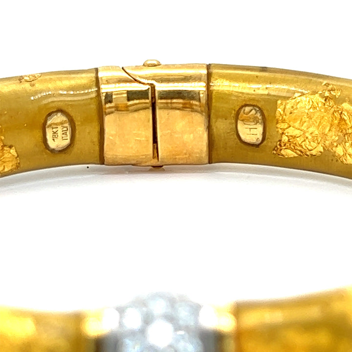 Estate Soho Of Italy .66 ctw Diamond and Gold Enamel Bangle