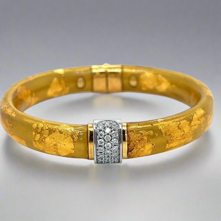 Estate Soho Of Italy .66 ctw Diamond and Gold Enamel Bangle