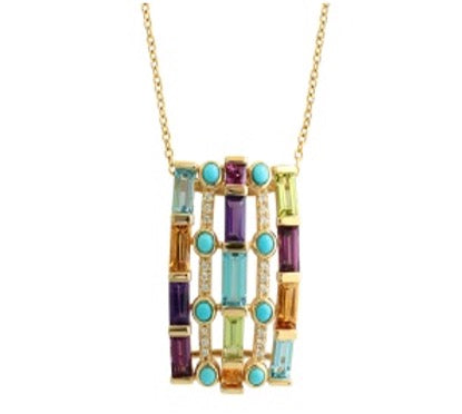 Multi Stone 14K Yellow Gold Necklace