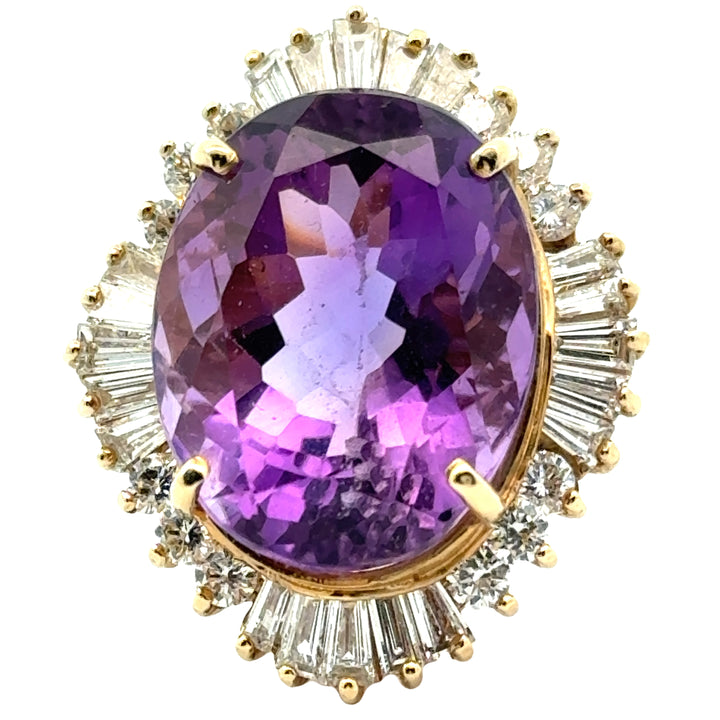 Amethyst, Diamond and 14K Gold Vintage Ballerina Ring