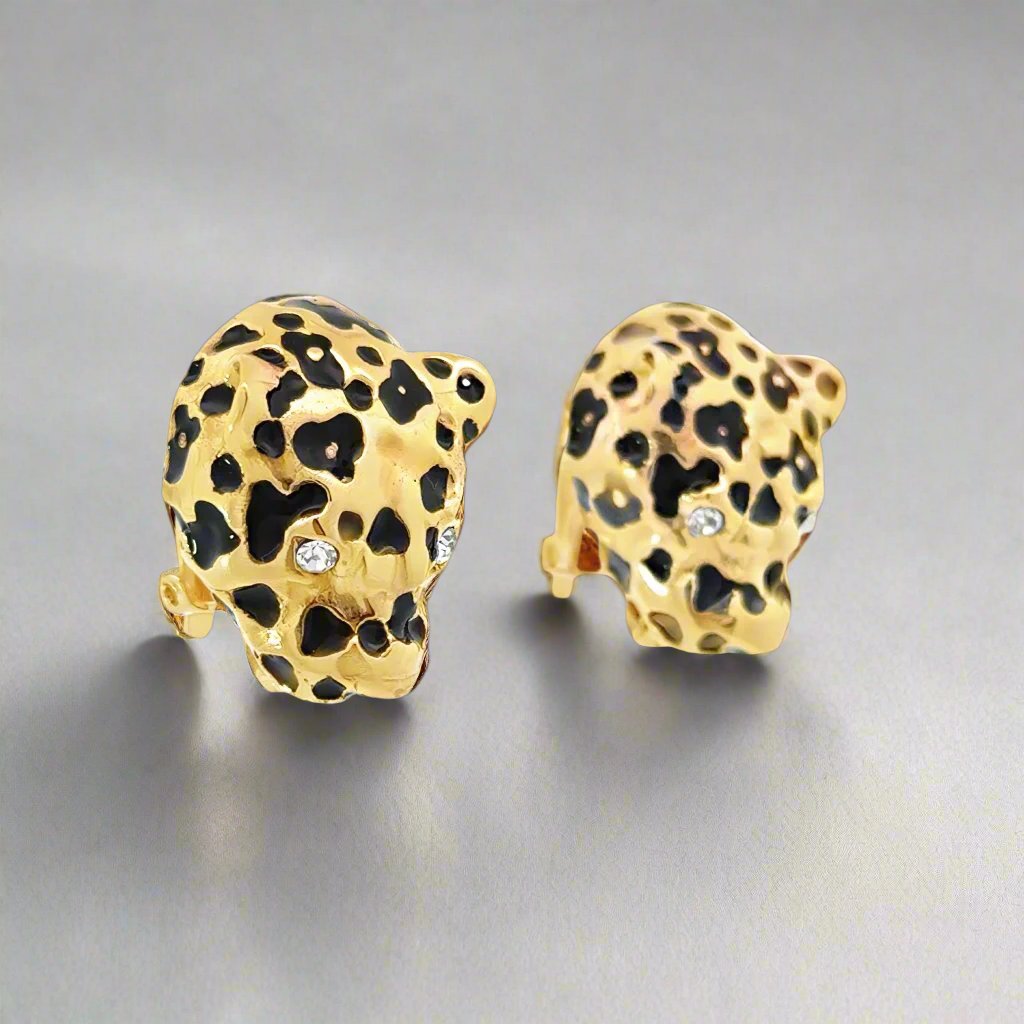 Annibale Baldini Italian Leopard Earrings