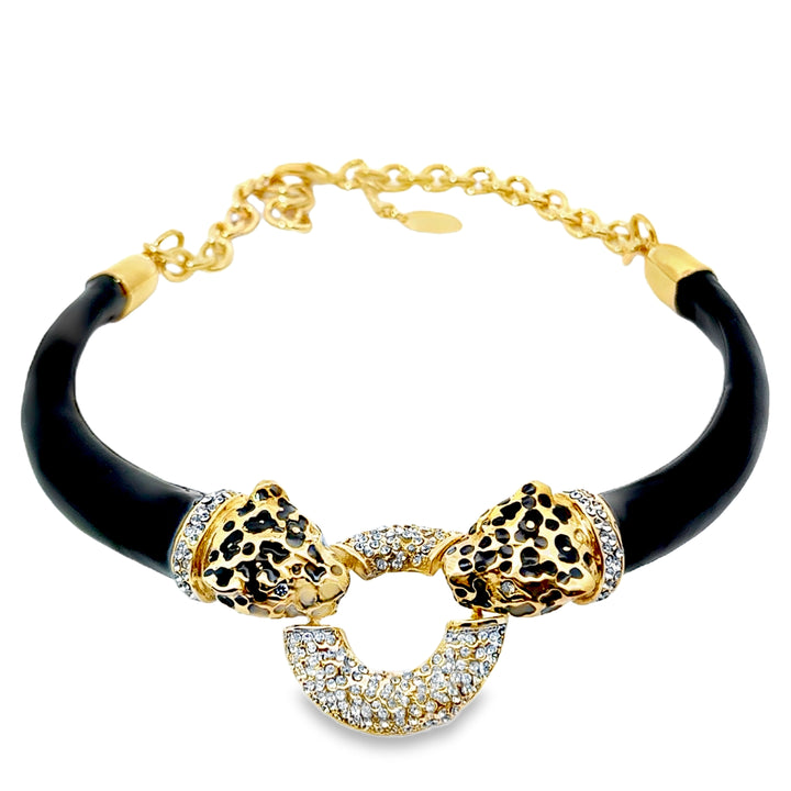 Annibale Baldini Italian Leopard and Swarovski Crystal Statement Necklace