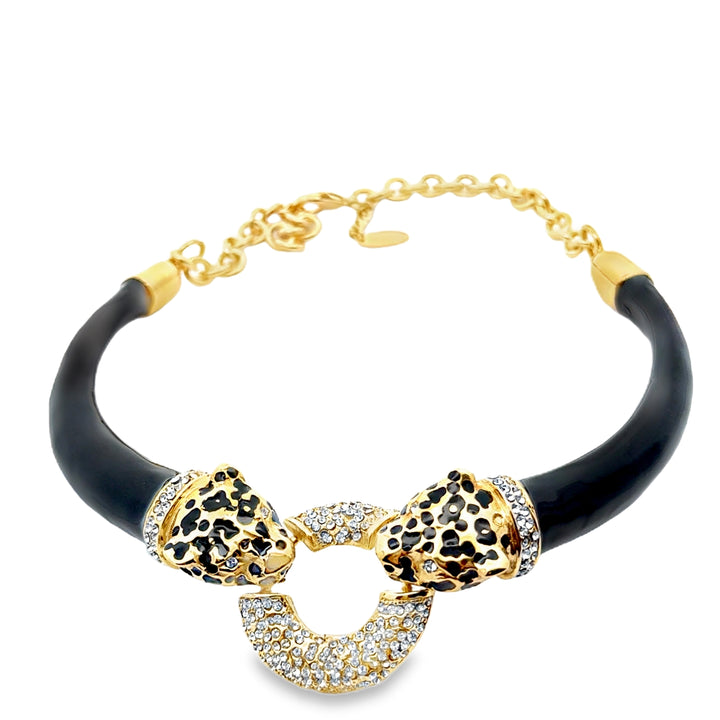 Annibale Baldini Italian Leopard and Swarovski Crystal Statement Necklace