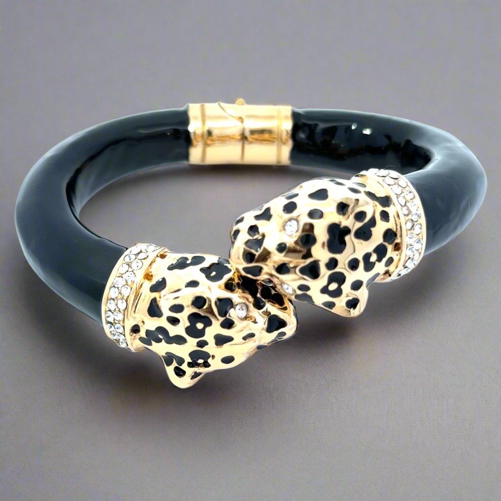 Annibale Baldini Italian Double Leopard Statement Bracelet