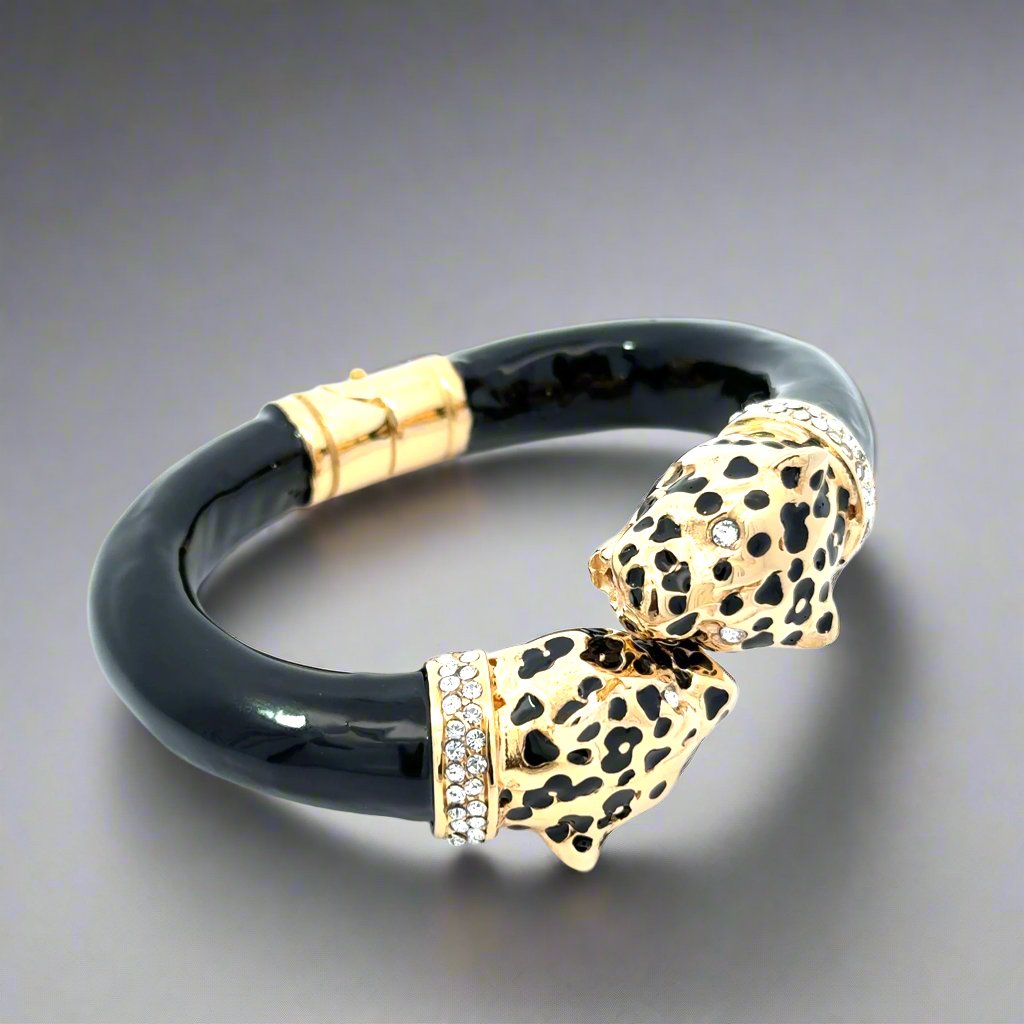 Annibale Baldini Italian Double Leopard Statement Bracelet