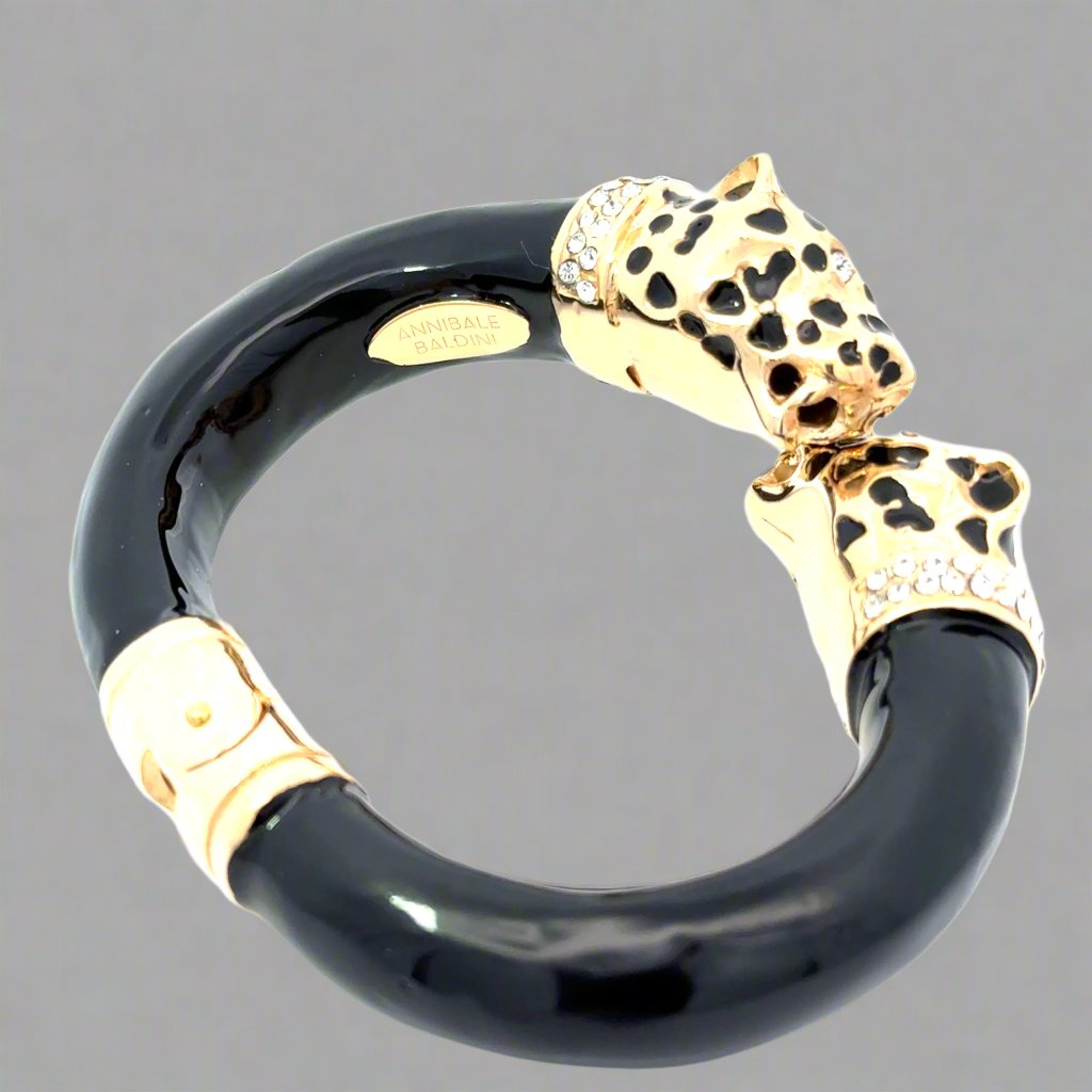 Annibale Baldini Italian Double Leopard Statement Bracelet