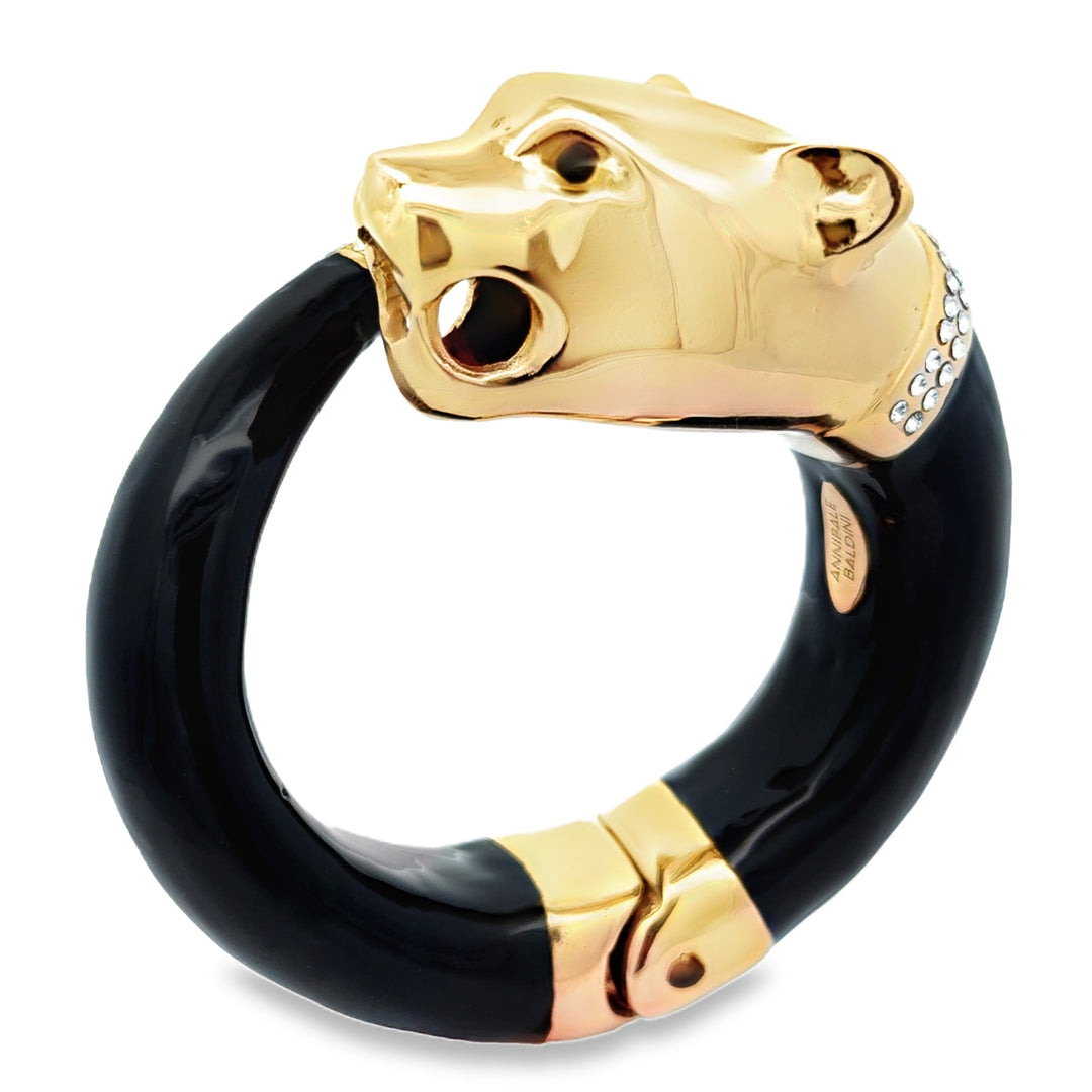 Annibale Baldini Italian Large Panther Statement Bangle Bracelet