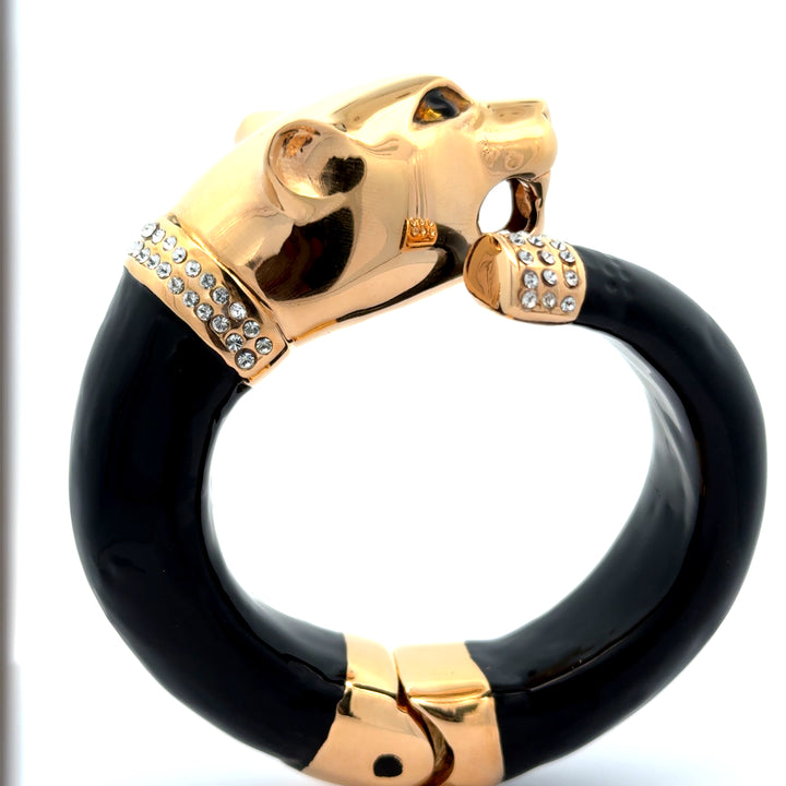 Annibale Baldini Italian Large Panther Statement Bangle Bracelet