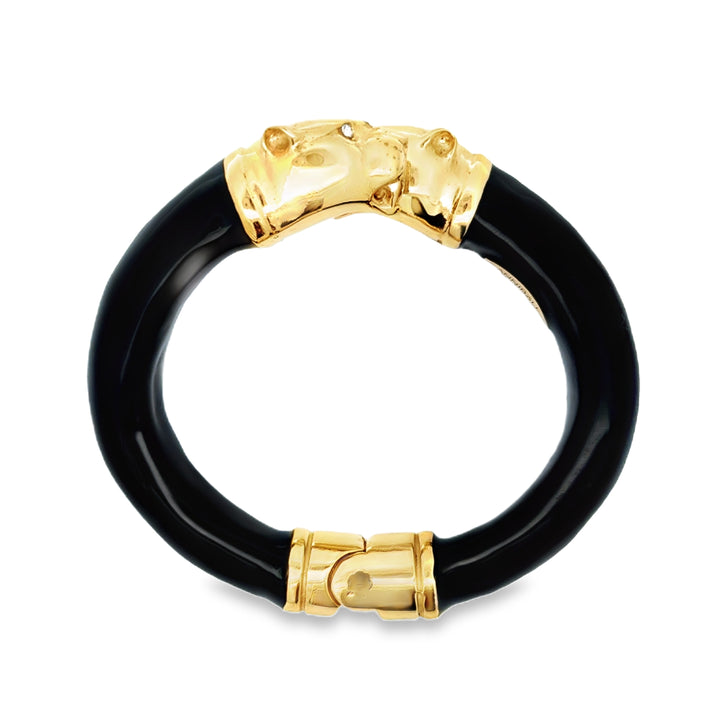 Annibale Baldini Italian Double Head Panther Statement Bangle Bracelet