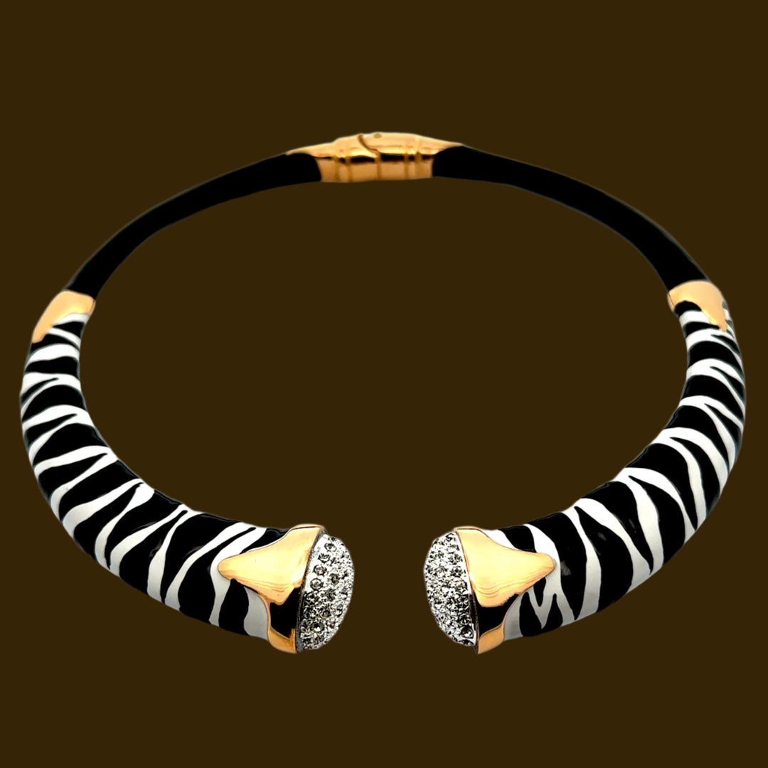 Annibale Baldini Italian Zebra Statement Necklace