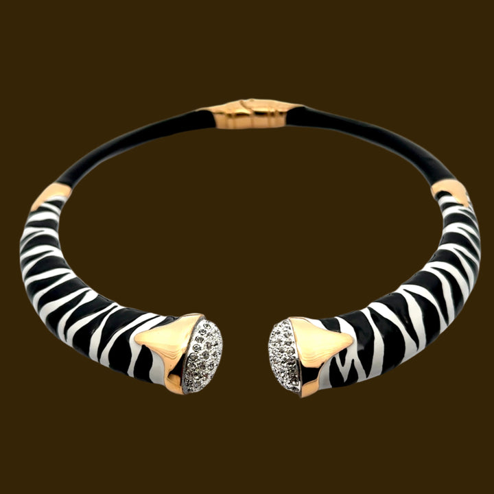 Annibale Baldini Italian Zebra Statement Necklace