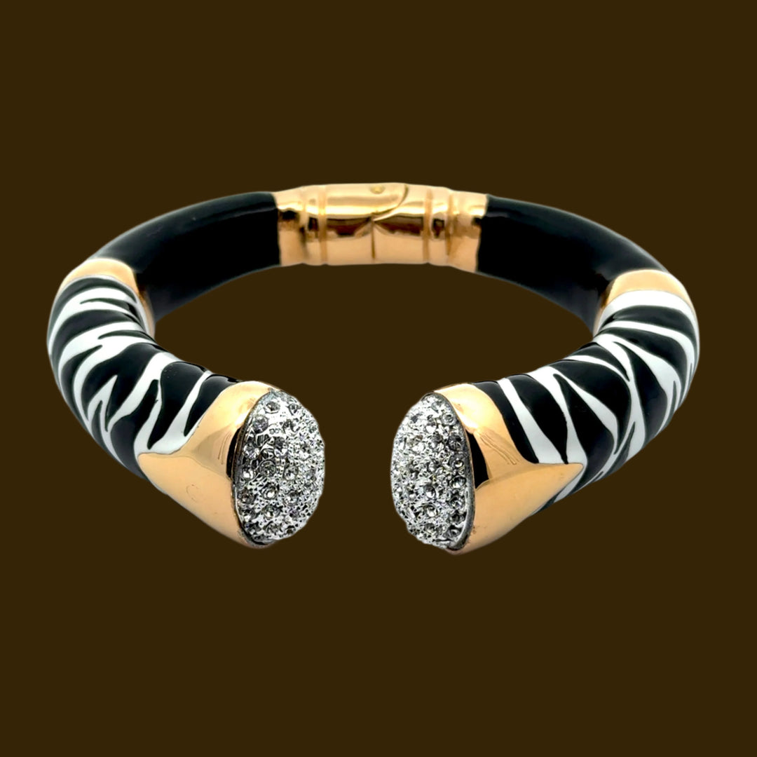 Annibale Baldini Italian Zebra Statement Bangle Bracelet