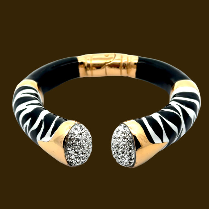 Annibale Baldini Italian Zebra Statement Bangle Bracelet