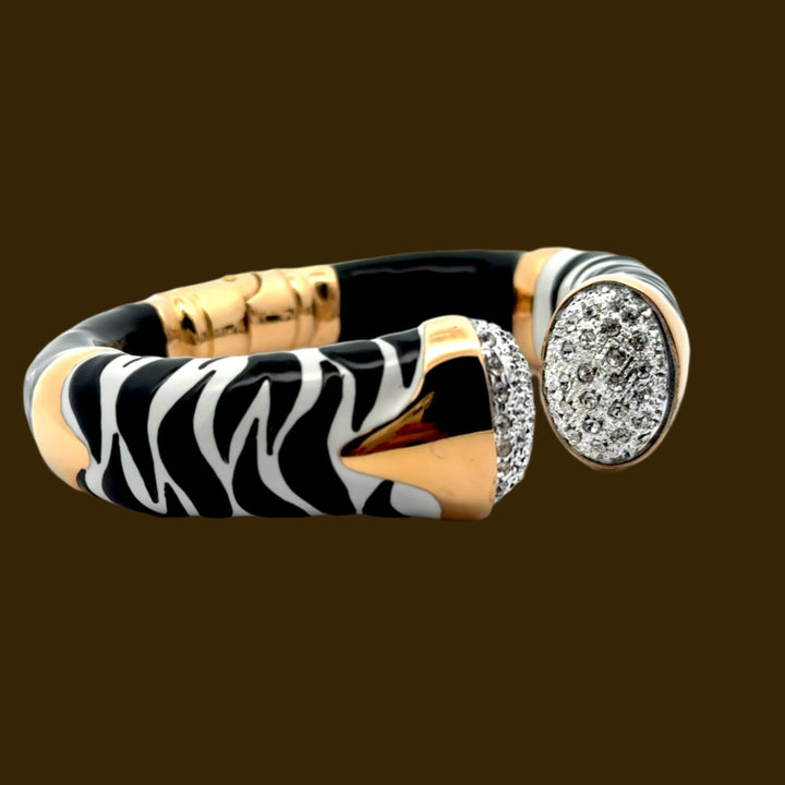 Annibale Baldini Italian Zebra Statement Bangle Bracelet