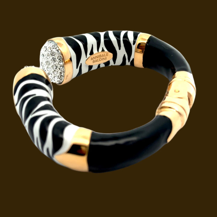 Annibale Baldini Italian Zebra Statement Bangle Bracelet