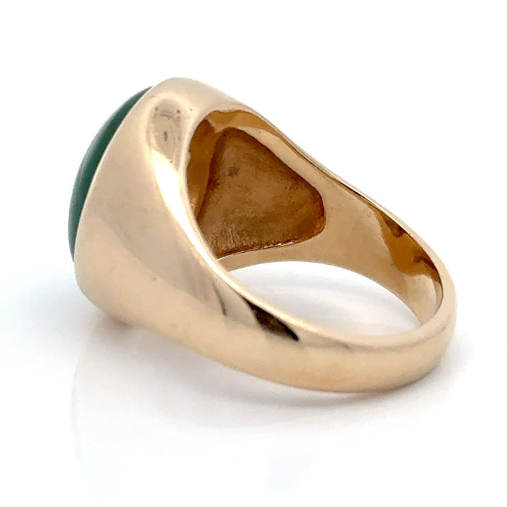 Oval Cabochon Emerald and 14K Yellow Gold Ring