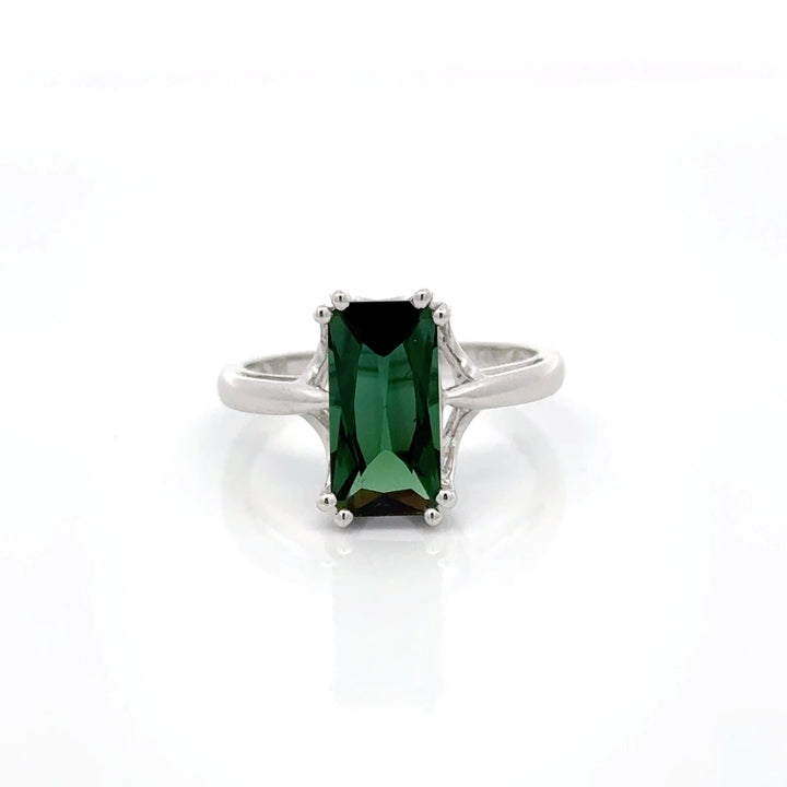 Green Tourmaline and 14K White Gold Ring