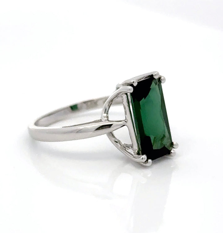 Green Tourmaline and 14K White Gold Ring