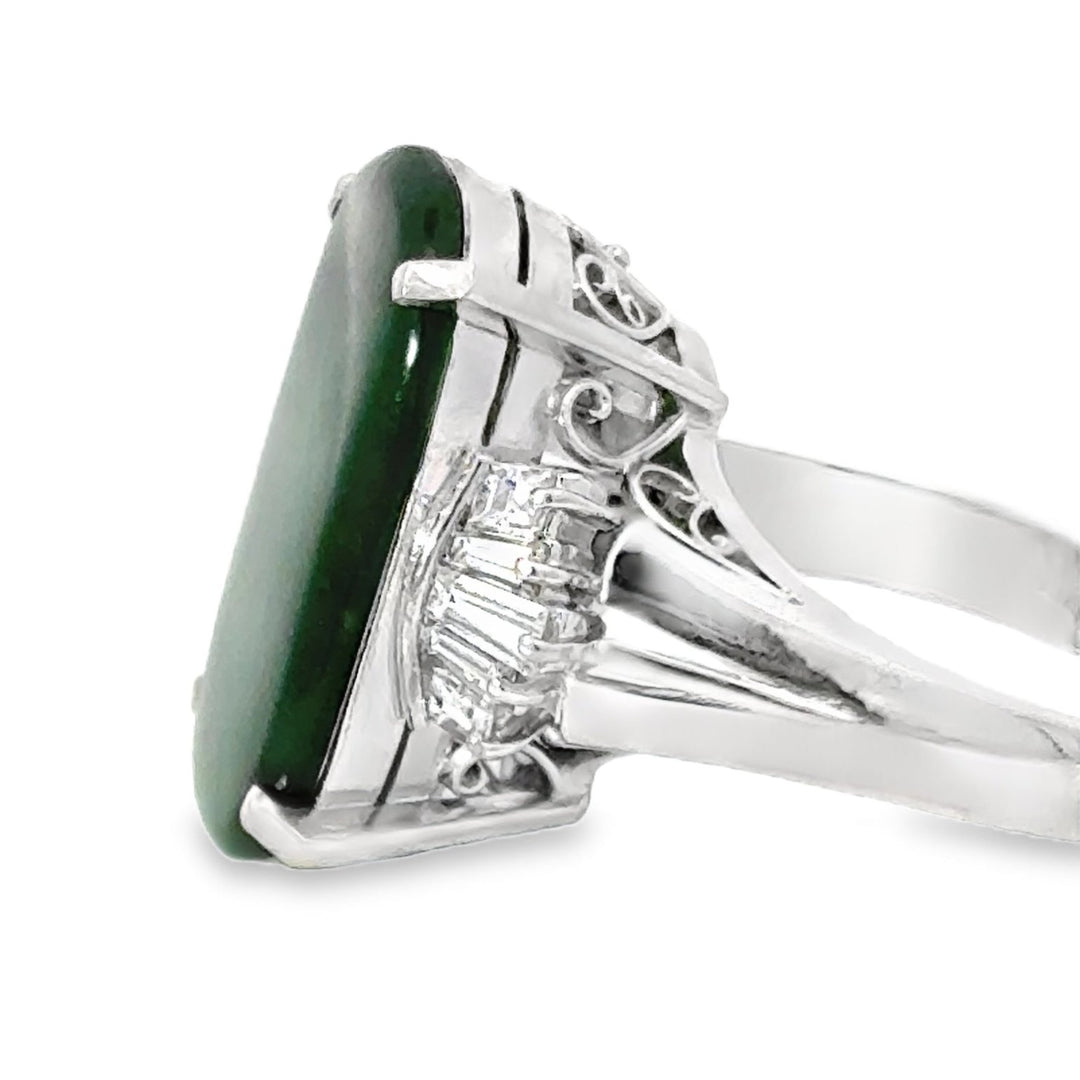 Vintage 4.75 Carat Jadeite, Diamond and Platinum Ring