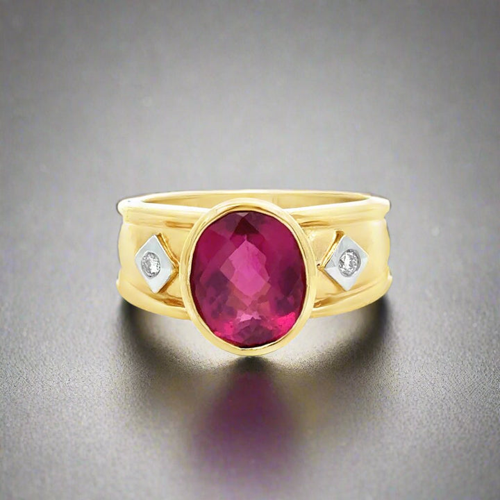 Rubellite and Diamond 14K Ring