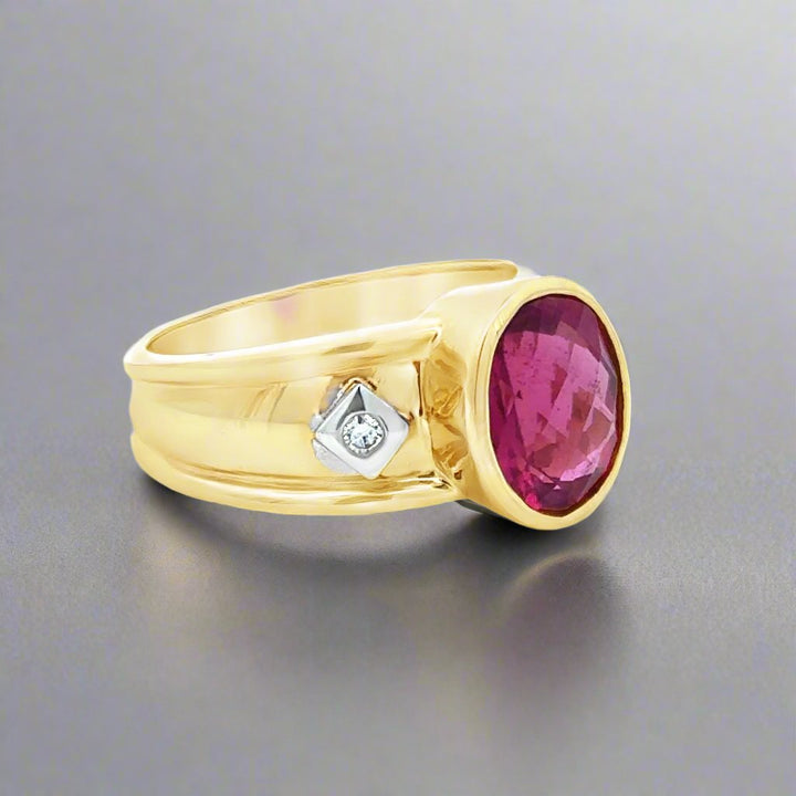 Rubellite and Diamond 14K Ring