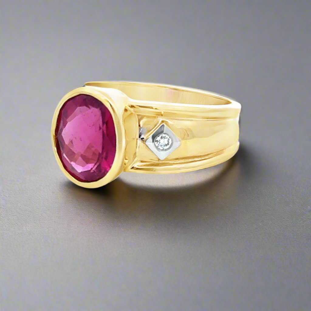 Rubellite and Diamond 14K Ring