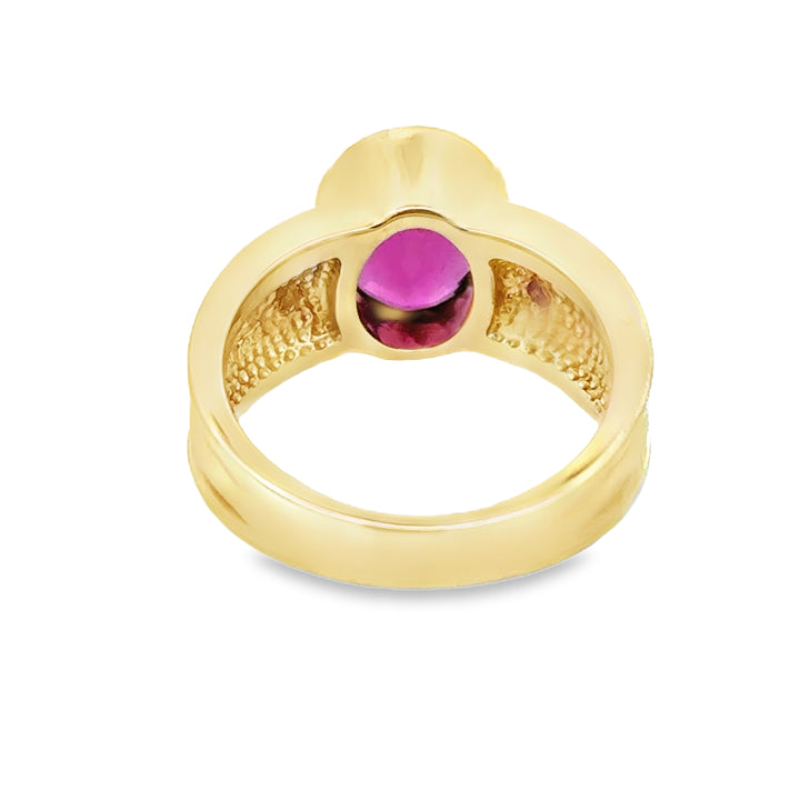 Rubellite and Diamond 14K Ring