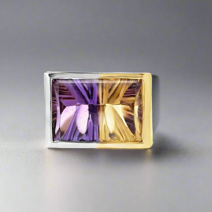 Ametrine and 14K Two Tone Gold Vintage Statement Ring