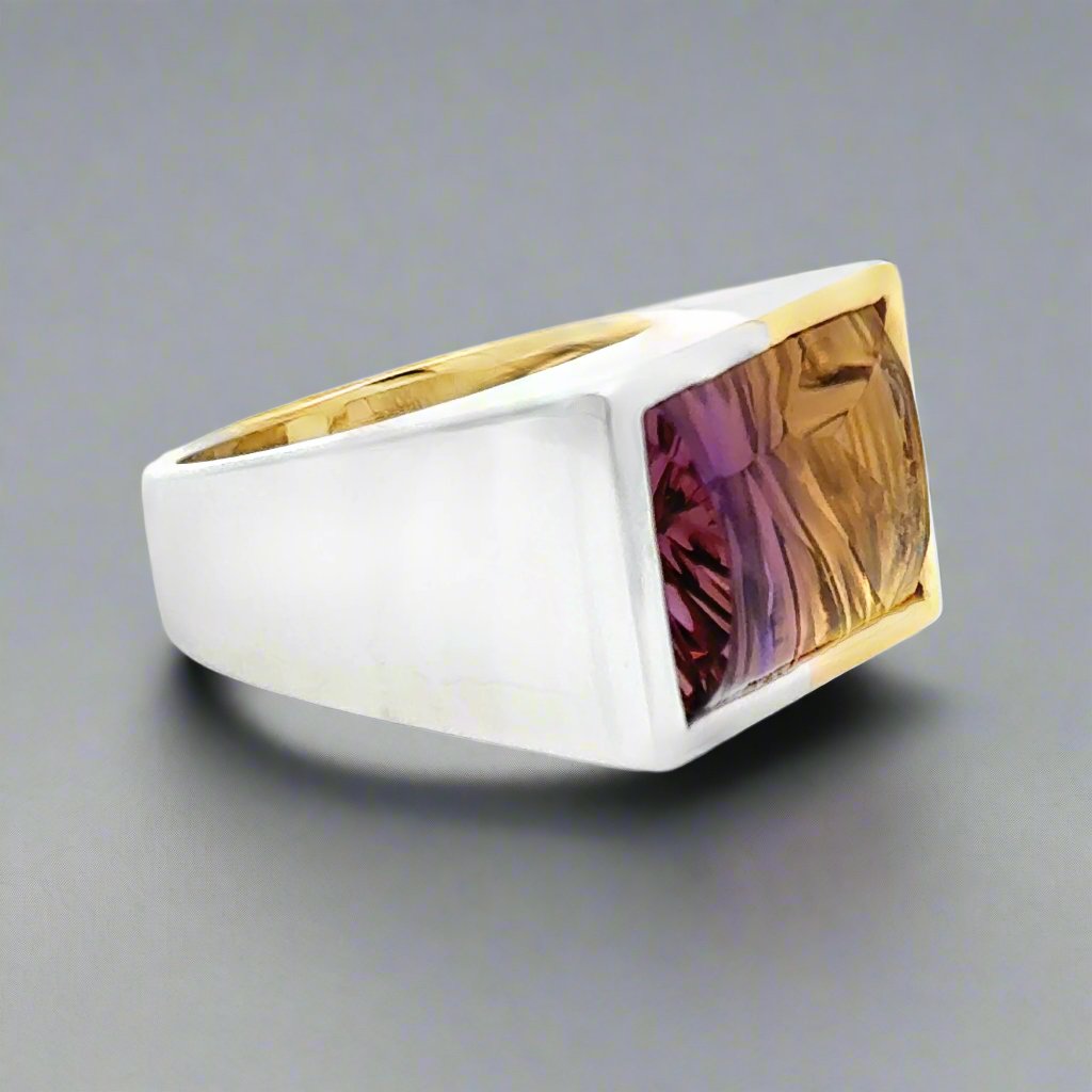 Ametrine and 14K Two Tone Gold Vintage Statement Ring