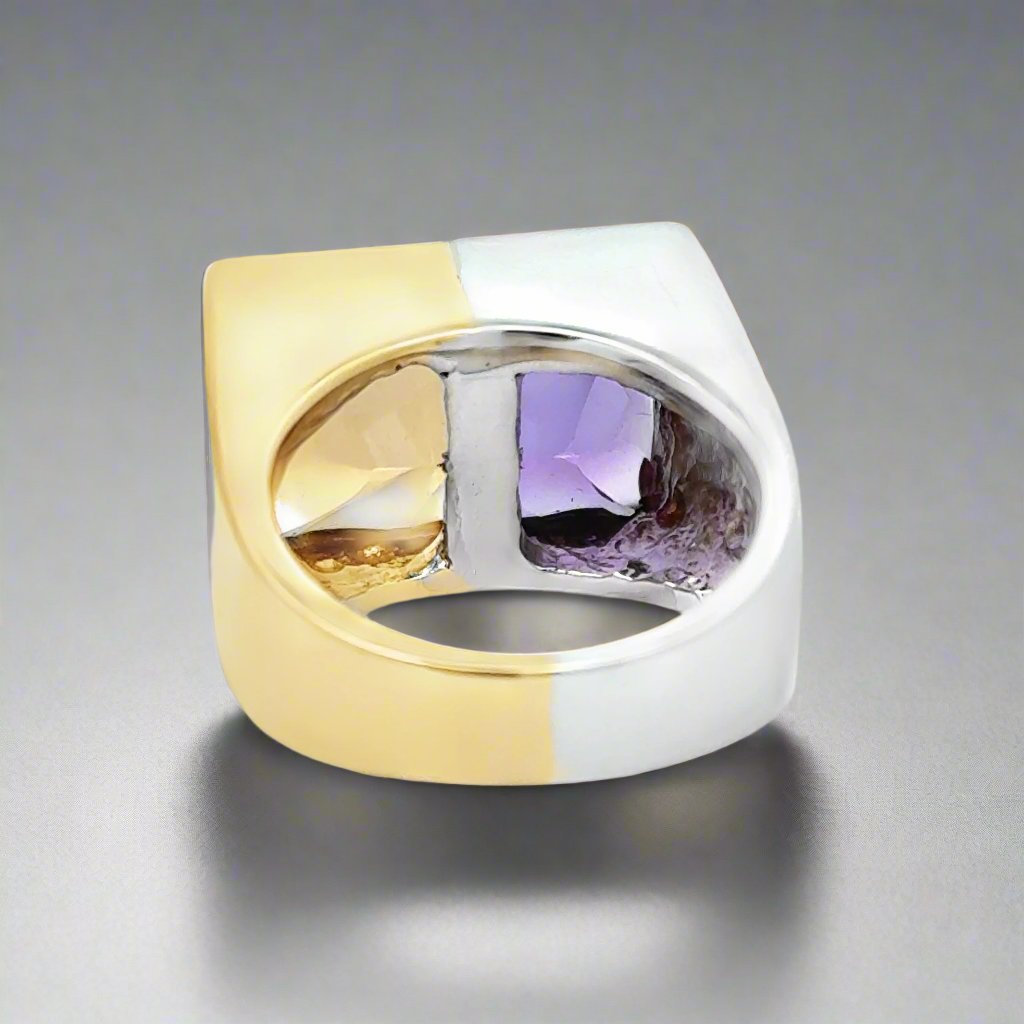 Ametrine and 14K Two Tone Gold Vintage Statement Ring