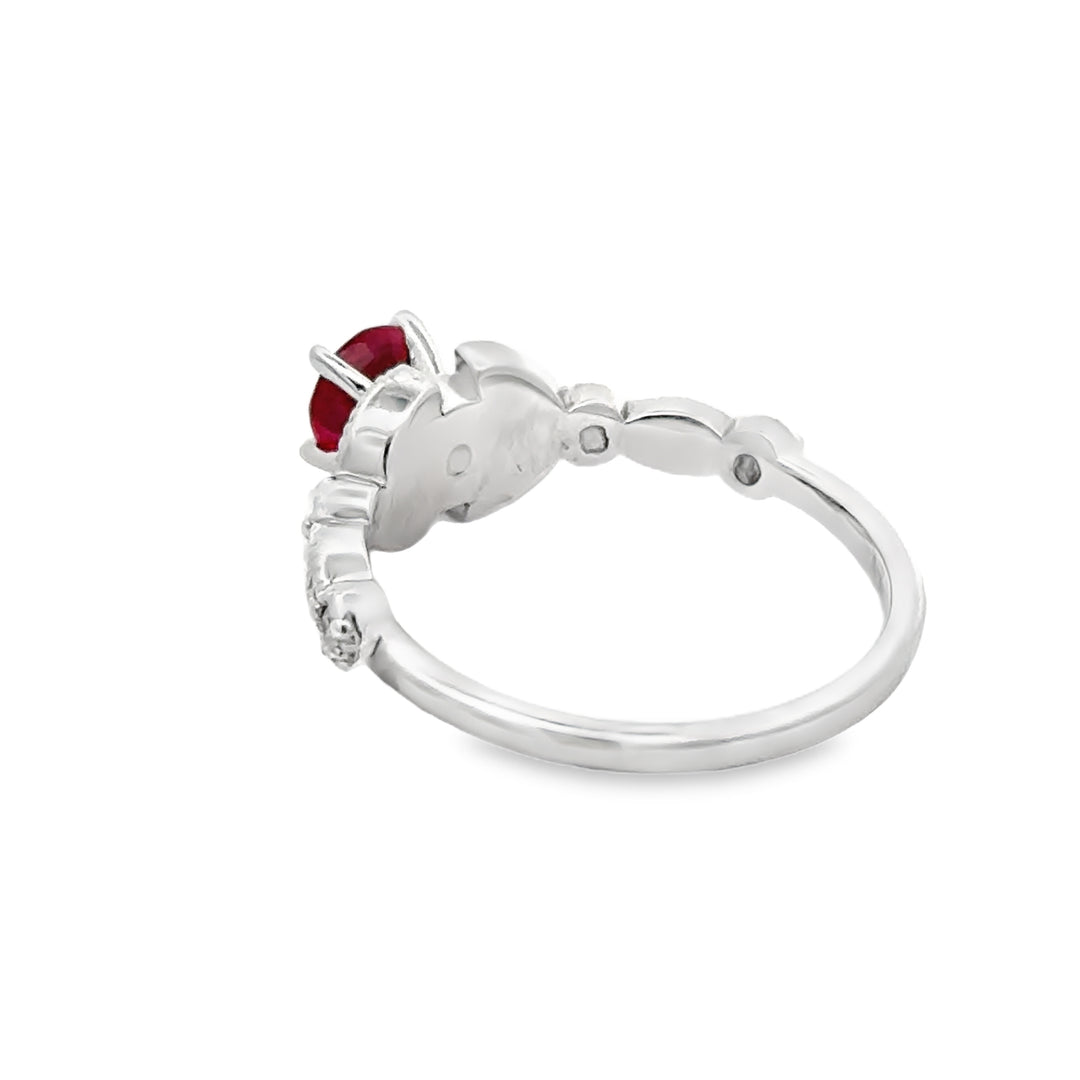 Ruby and Diamond 14K White Gold Vintage Ring