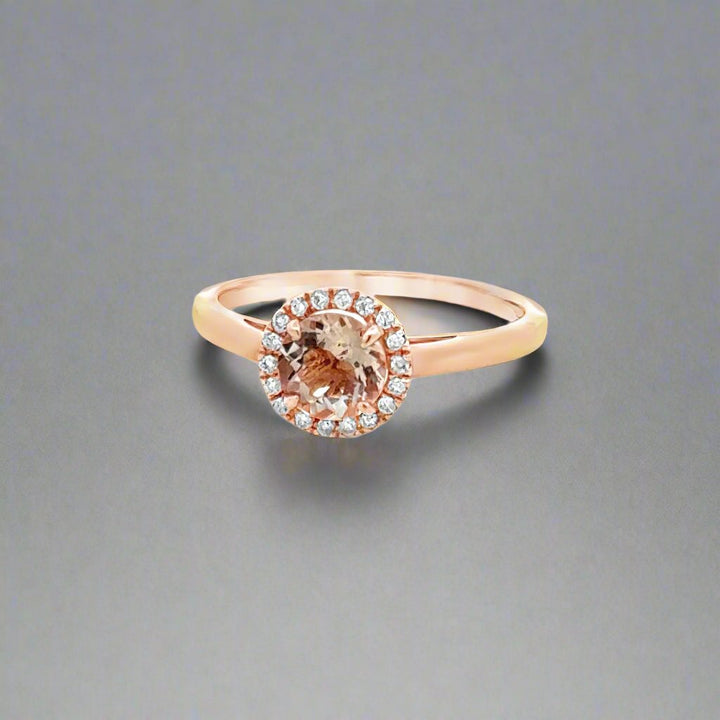 Morganite, Diamond and 14K Rose Gold Ring