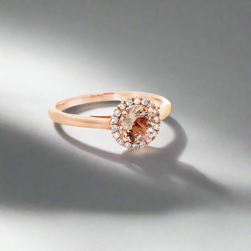 Morganite, Diamond and 14K Rose Gold Ring