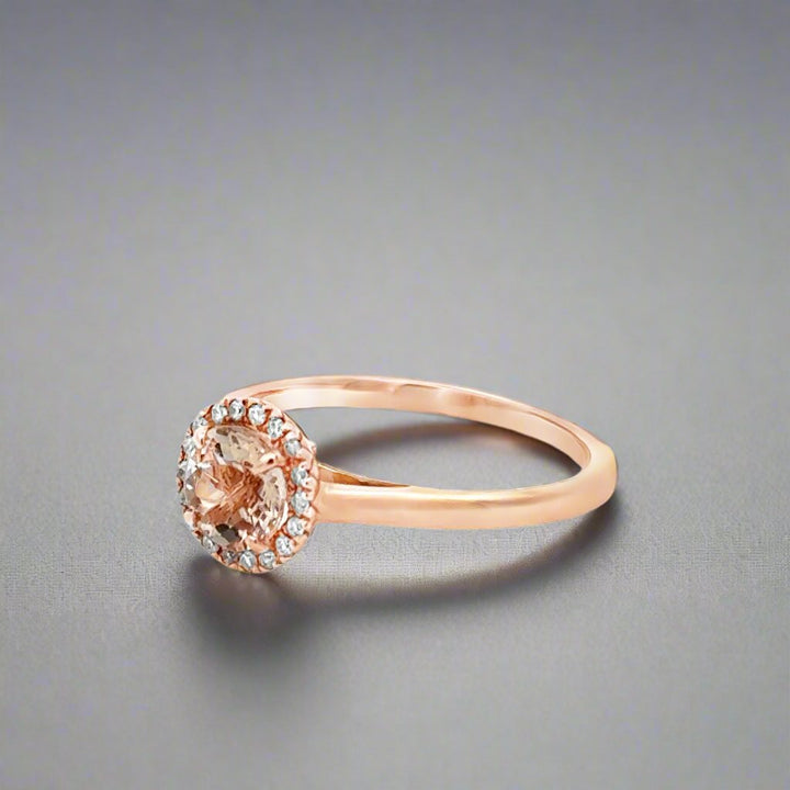 Morganite, Diamond and 14K Rose Gold Ring