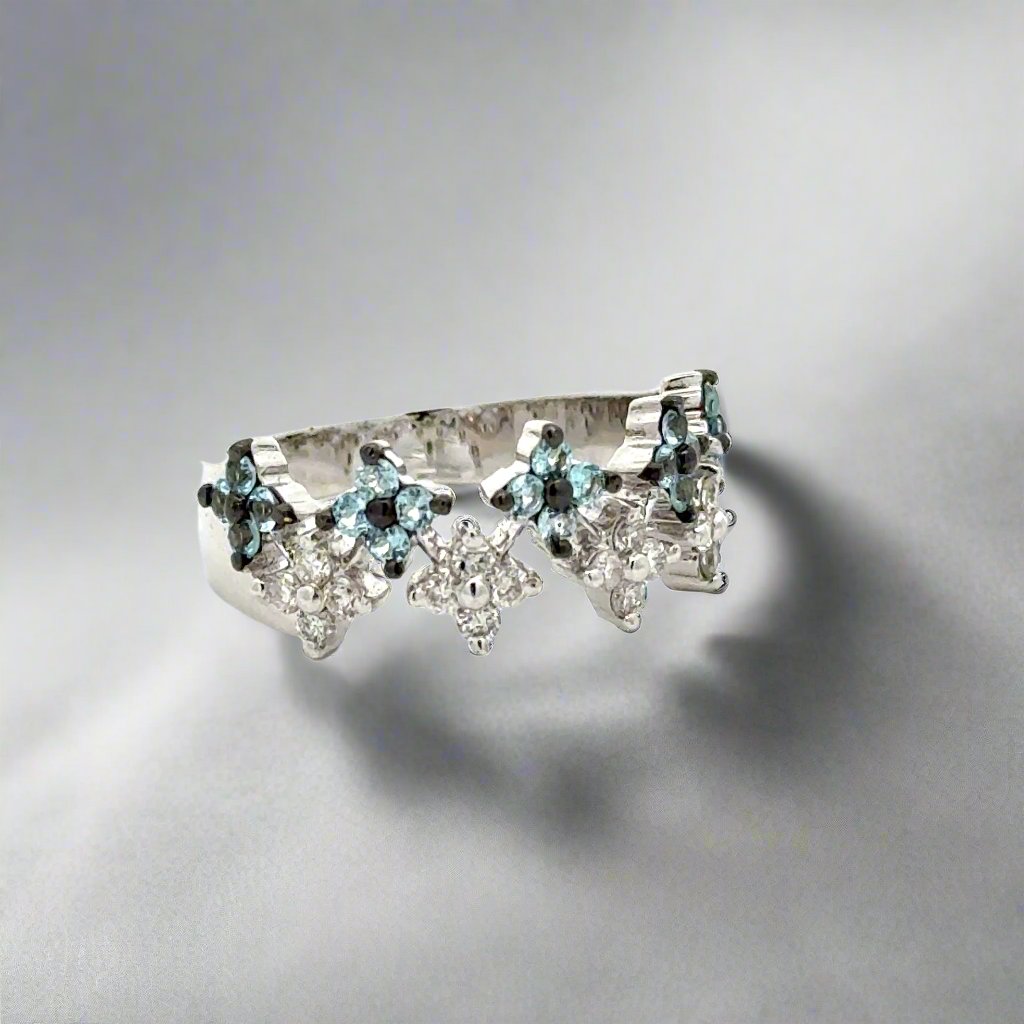 Aquamarine and Diamond 14K White Gold Estate Ring