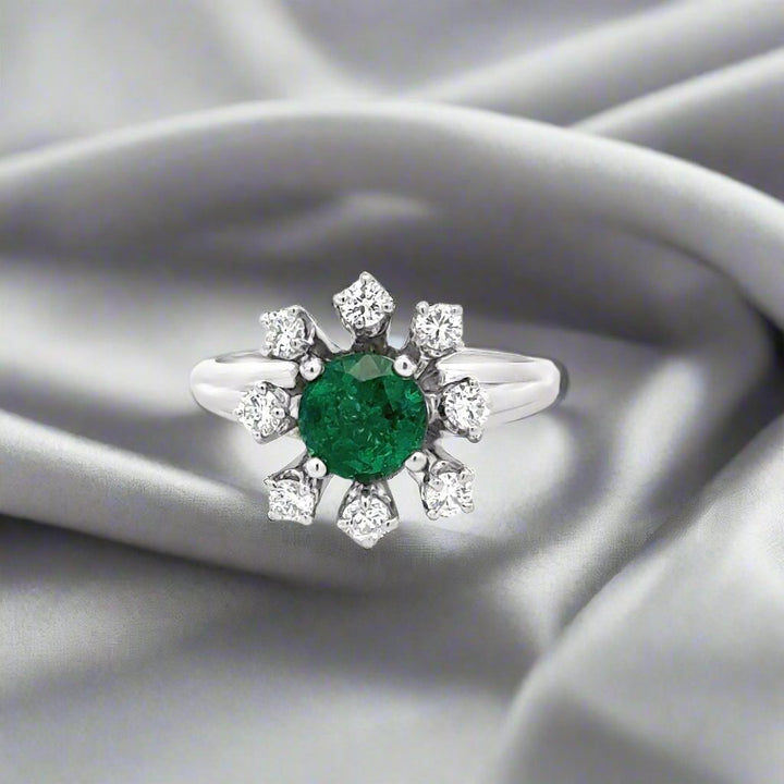 Emerald and Diamond Platinum Vintage Ring