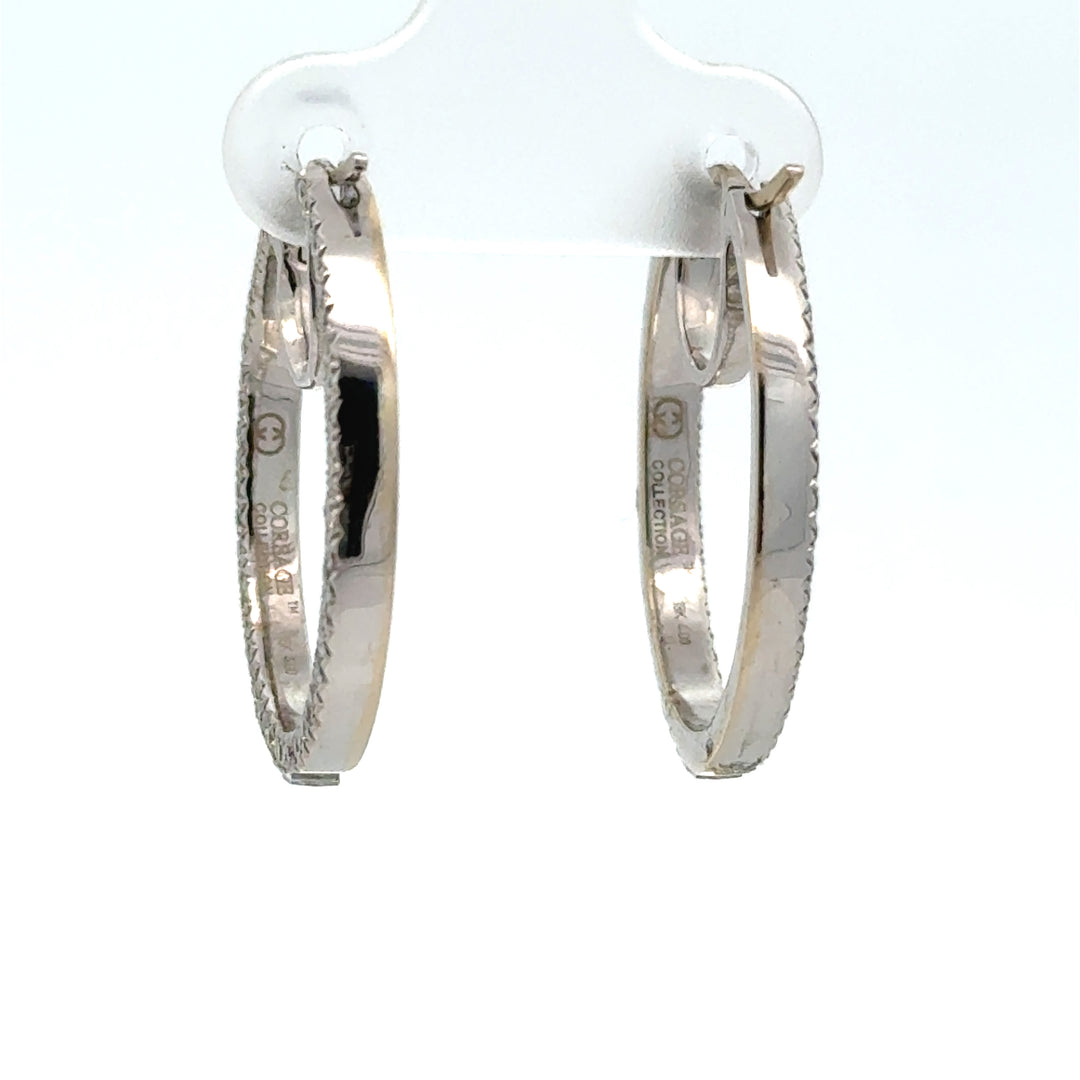 Princess Cut Inside/Outside Diamond 18K Hoop Earrings