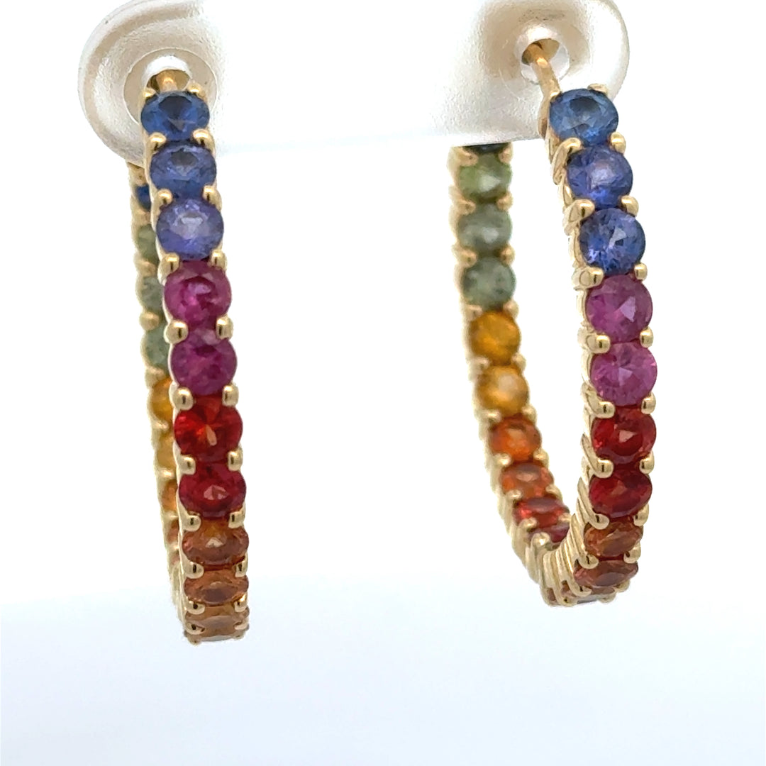 Rainbow Inside-Outside 18K Hoop Earrings